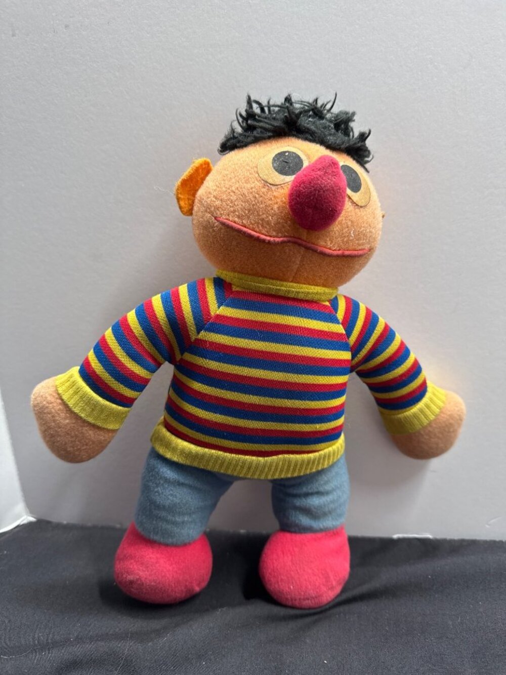 Vintage 1980 Knickerbocker Sesame Street Ernie Plush Doll 10" Stripe Sweater